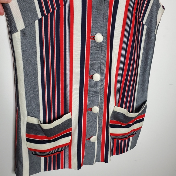 VINTAGE handmade stripe sleeveless button-up - Picture 6 of 9